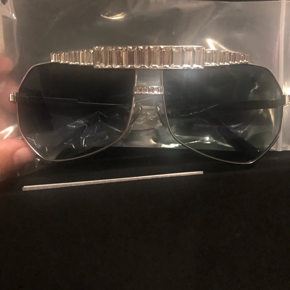 Anna Karin Karlsson Le Boss Swarovski White Gold Plated 24k Aviator Sunglasses